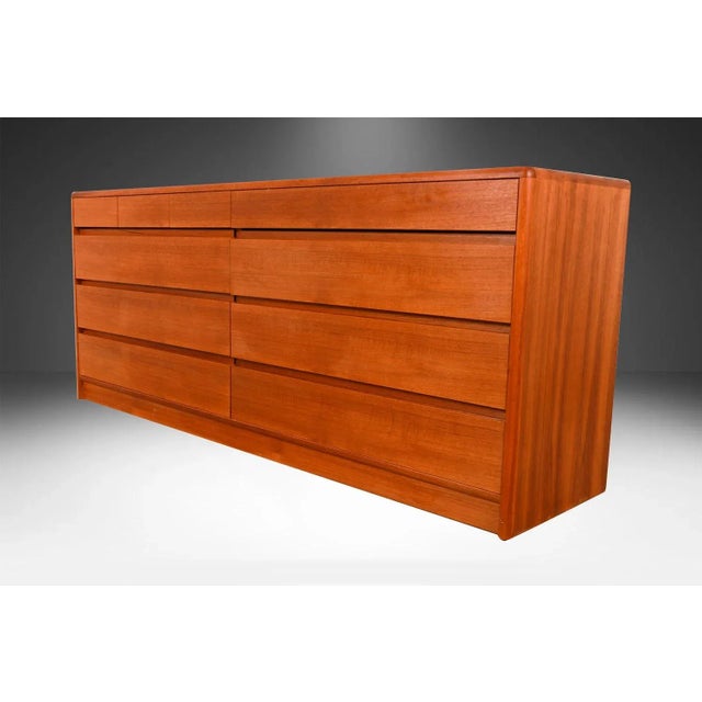 Brown Mid Century Danish Modern Teak 10 Drawer Dresser Denmark For Sale - Image 8 of 14