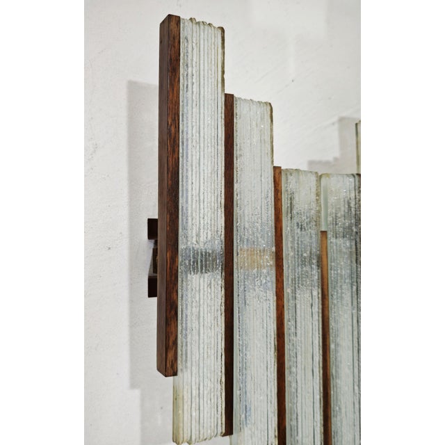Mid-Century Modern Glass and Wood Wall Lamp by Biancardi and Jordan Arte for Poliarte Italia, 1970s For Sale - Image 14 of 18