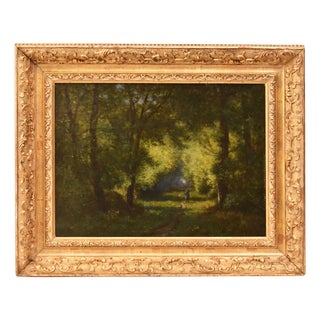 Louis-Hector Pron, Woodland Landscape, 1800s, Oil on Panel, Framed For Sale