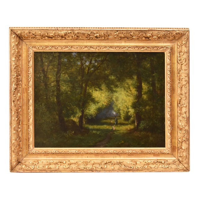 Louis-Hector Pron, Woodland Landscape, 1800s, Oil on Panel, Framed For Sale