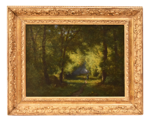Louis-Hector Pron, Woodland Landscape, 1800s, Oil on Panel, Framed