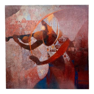 Original Abstract Oil Painting "Strings” by Zufar For Sale