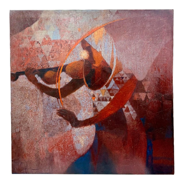 Original Abstract Oil Painting "Strings” by Zufar For Sale