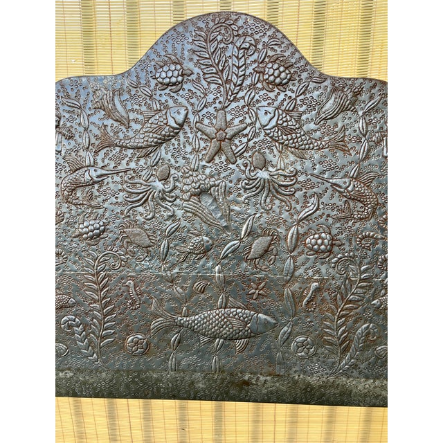 Vintage Bohemian Hand-Embossed Sheet Metal King Size Headboard. Circa 1980s For Sale - Image 15 of 18