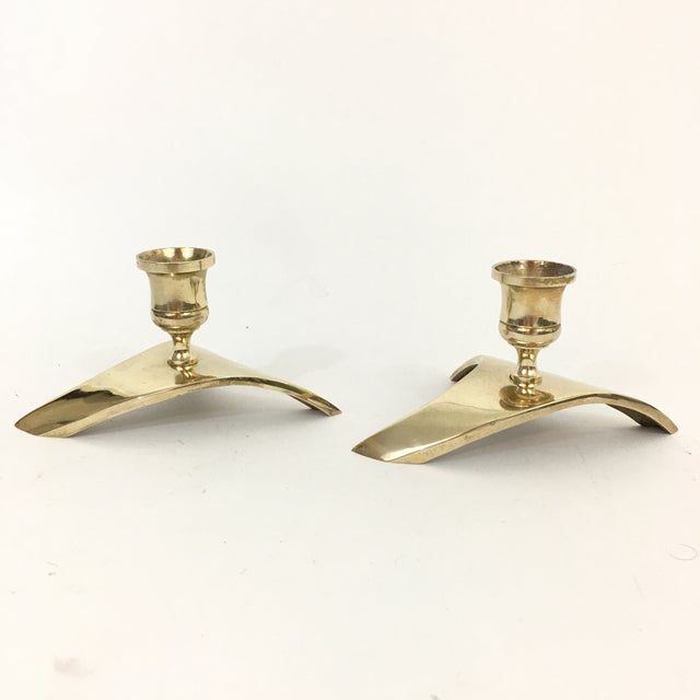 Mid Century Modern Brass Triangle Candlestick Holders a Pair Chairish