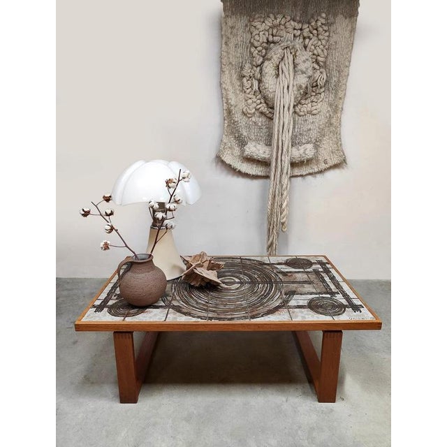 Vintage Danish Teak and Ceramic Coffee Table from Salontafel Keramiek Ox-Art Trioh, 1970s For Sale - Image 4 of 9