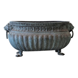 Large Antique Renaissance Style Italian Bronze Flowerpot, 1900s For Sale
