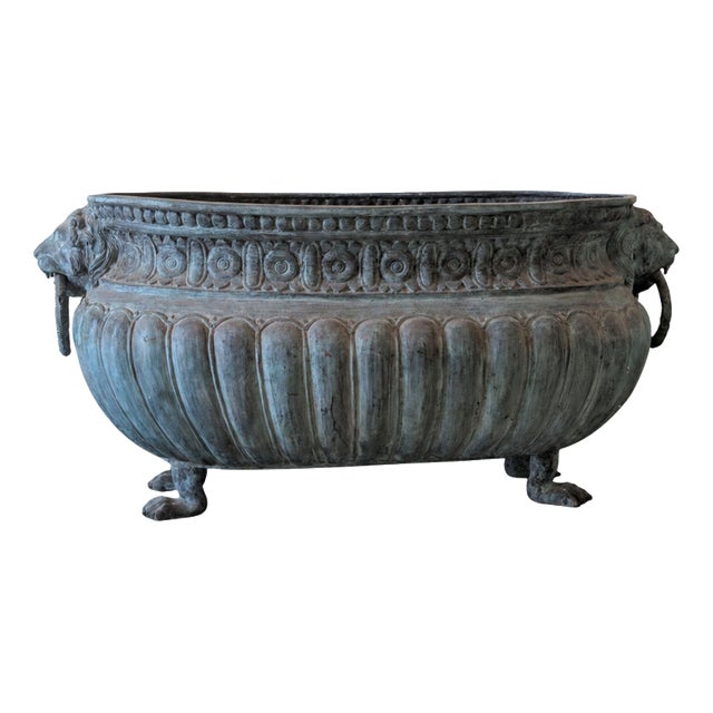 Large Antique Renaissance Style Italian Bronze Flowerpot, 1900s For Sale