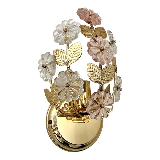 Pink Flower Wall Sconce, Italy, 1990 For Sale