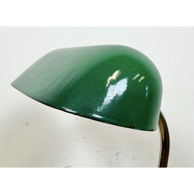Mid-Century Modern Vintage Green Enamel Bank Lamp, 1950s For Sale - Image 3 of 18