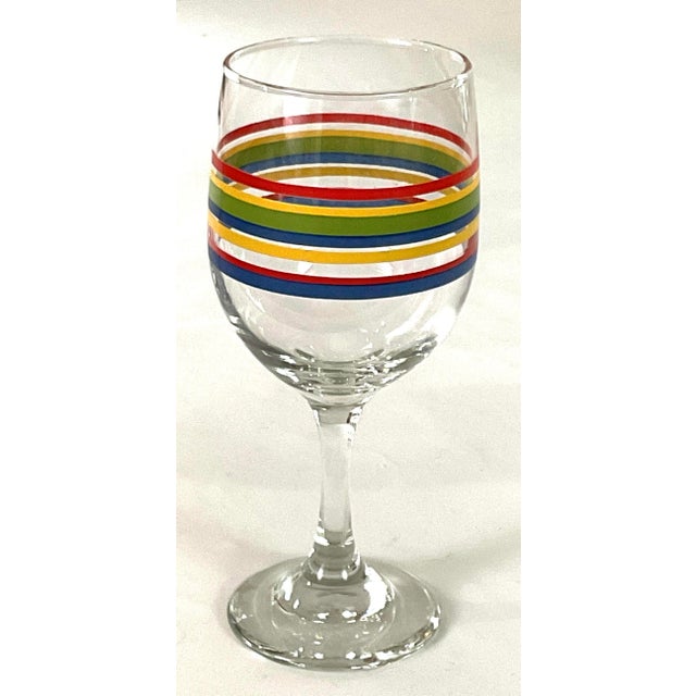 Libbey-“ mambo fiesta”-colorful banded wine glasses from the 60s 8 ounce capacity