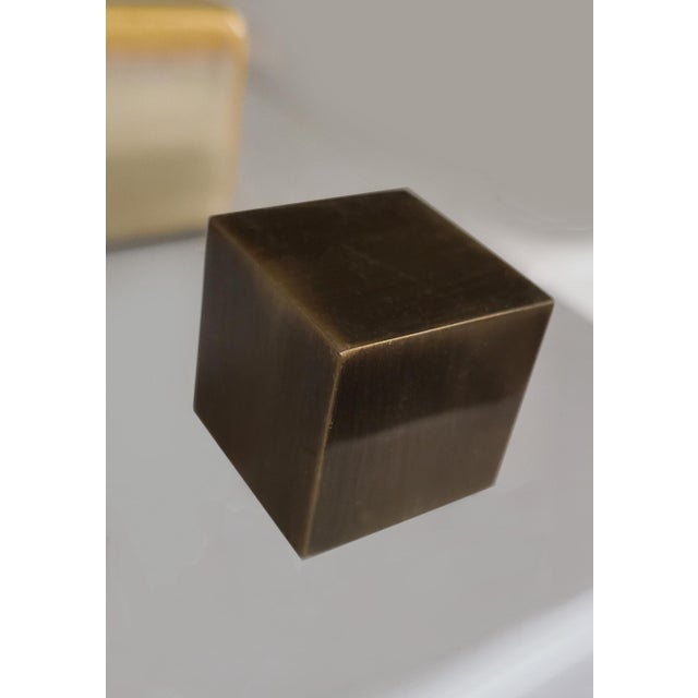 Taupe Vintage Ombre Stacked Ceramic Cube Monumental Table Lamps For Sale - Image 8 of 11