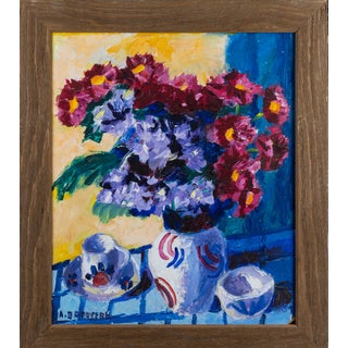 Framed Oil Painting of Flowers in a Pitcher From the South of France For Sale