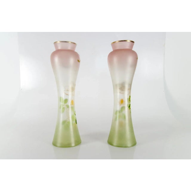 Art Nouveau French Colored Glass Vases, 1920s, Set of 2 For Sale - Image 16 of 18