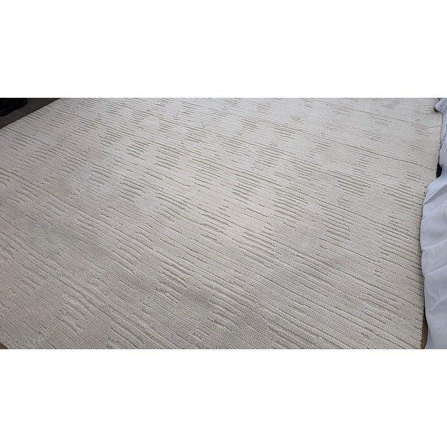 Textile Rh Restoration Hardare Meryem Hand-Knotted Wool Rug — 10' × 14' Ivory | New Zealand Wool | High-Low Textural Pile For Sale - Image 7 of 18