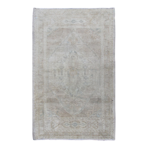 Vintage Turkish Oushak Rug in Pale Taupe, Beige and Soft Grey Tones
