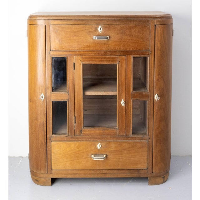 French Glass and Teak Cabinet, France, 1950 For Sale - Image 10 of 11