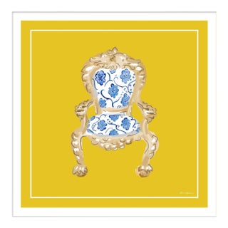 Palace Chair in Yellow By Dana Gibson, Framed Art Print For Sale