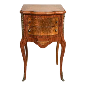 Early 20th Century Louis XV Style Brass Mounted Inlaid Burl Fruitwood Side Table