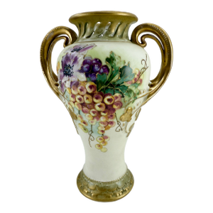 Antique RStK Turn Templitz Bohemia Hand Painted Austrian Amphora Double Handle Vase