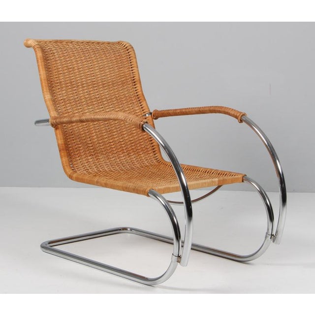 Wood Set of Vintage MR20 Lounge Chair and Ottoman by Ludwig Mies Van Der Rohe, 1960s For Sale - Image 7 of 15