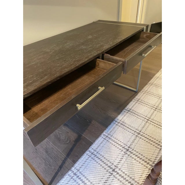 The Salvador Desk evokes a mid-century modern aesthetic but with updated accents that make it altogether 21st century....