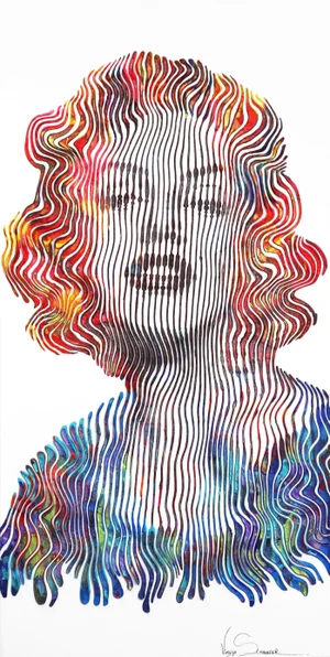 "The Most Elegant Marilyn Monroe" Contemporary Op Art Portrait Painting by Virginie Schroeder
