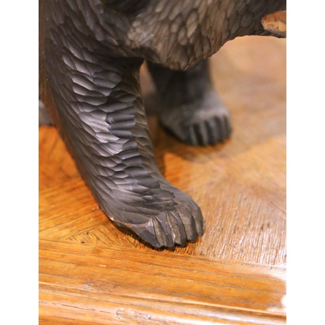 Wood Mid-Century Asian Hand-Carved Walnut Bear Sculpture Signed For Sale - Image 7 of 9