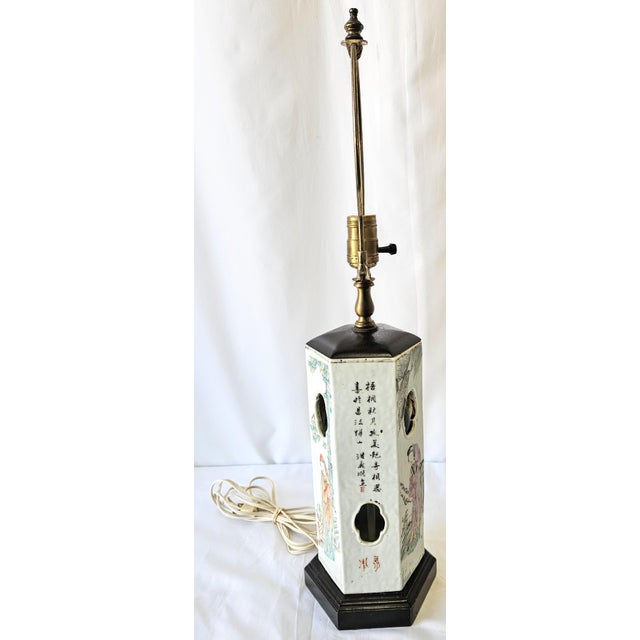 Vintage Chinese Hat Stand Hexagonal Ceramic Table Lamp Chairish