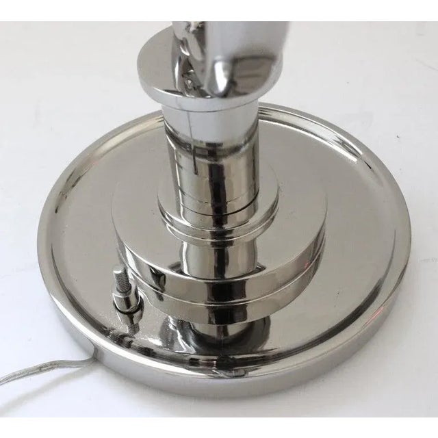 Metal Karl Springer Attrib Table Lamp Nickel Plated Art Deco Revival For Sale - Image 7 of 13