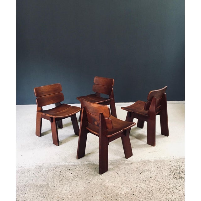 1960s Constructivist Oak Dining Chairs, Belgium, 1960s, Set of 4 For Sale - Image 5 of 18
