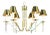 Seven Light Brass & Lucite Chandelier With Brass Shades For Sale