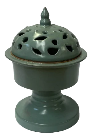 Ru Ware Celadon Green Crackle Ceramic Incense Holder Display