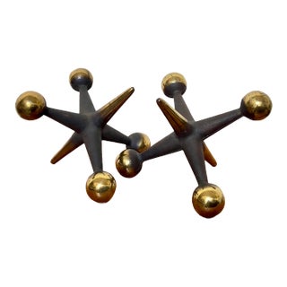 1960s Bill Curry 9" Brass Jacks, Set of 2 For Sale
