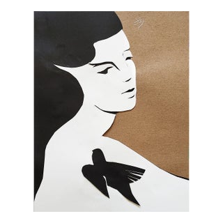 "Black Dove" Original Contemporary Collage With Frame For Sale