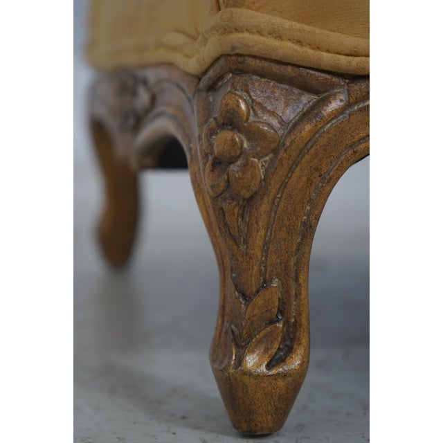 Pair of French Louis XV Giltwood Footstools With Damask Upholstery For Sale - Image 10 of 13