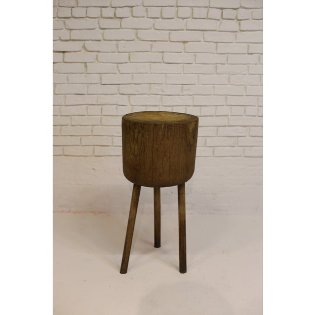 Antique Round Oak Butcher Block Table, Central Hungary, 19th Century For Sale - Image 9 of 9