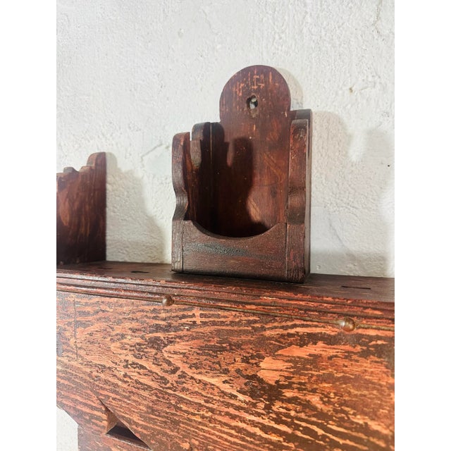 Brown Handmade Wooden Wall Rack For Sale - Image 8 of 9