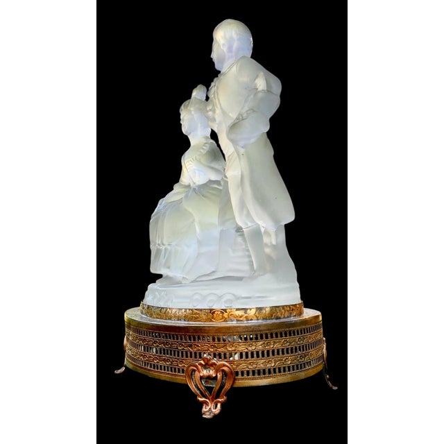 Vintage 1930’s Frosted Glass Figural Vanity Lamp For Sale - Image 4 of 14