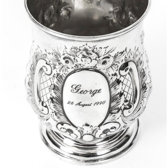 Silver Victorian Silver Plated Embossed and Engraved Mug, 19th Century For Sale - Image 8 of 15