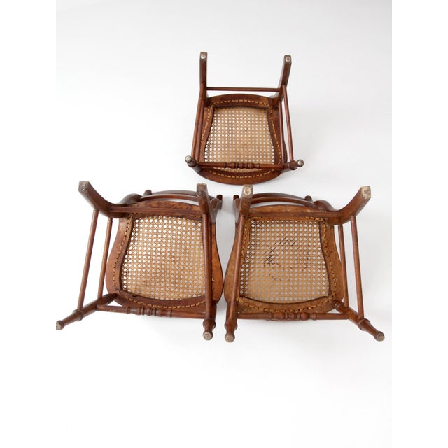Antique Cane Seat Dining Chairs Set of 3 For Sale - Image 14 of 14