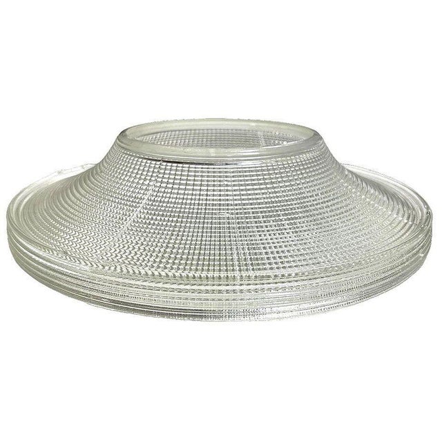 Mid-Century Modern 1940s Art Deco Industrial Holophane Ceiling Pendant Shade For Sale - Image 3 of 5