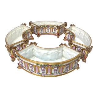 Antique 4 Piece Italian Capodimonte Porcelain Table Garniture Jardiniere Set For Sale