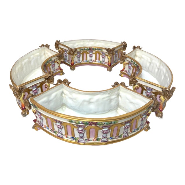 Antique 4 Piece Italian Capodimonte Porcelain Table Garniture Jardiniere Set For Sale