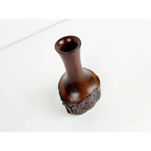 Mid-Century Modern Vintage Handmade Wooden Budvase For Sale - Image 3 of 11