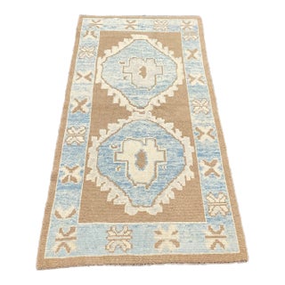 Turkish Modern Hand-Knotted Wool Oushak Rug For Sale