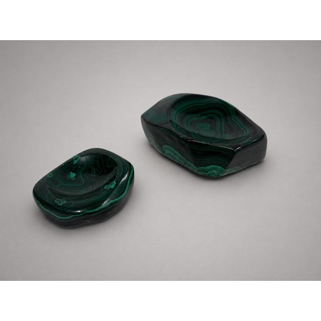 Forest Green Pair of Carved and Polished Malachite Vide-Poches, or Ash Trays Circa 1960 For Sale - Image 8 of 8