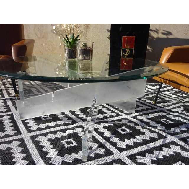 Glass Coffee Table with Acrylic Glass Base For Sale - Image 6 of 12