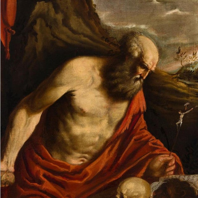 Leandro Da Ponte, Saint Jerome, Oil Painting on Canvas For Sale - Image 5 of 6