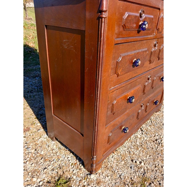 Antique Walnut Victorian 7 Drawer Dresser With Mirror 1880s For Sale In Cleveland - Image 6 of 17